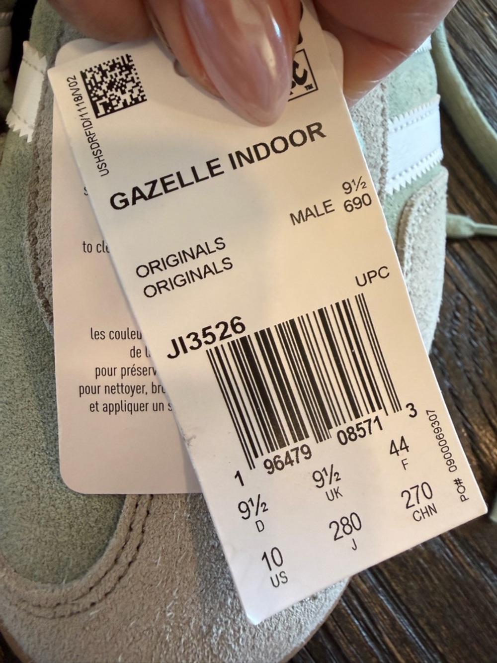 adidas Originals Gazelle Indoor Silver Green Men size 10 new - Picture 7 of 13